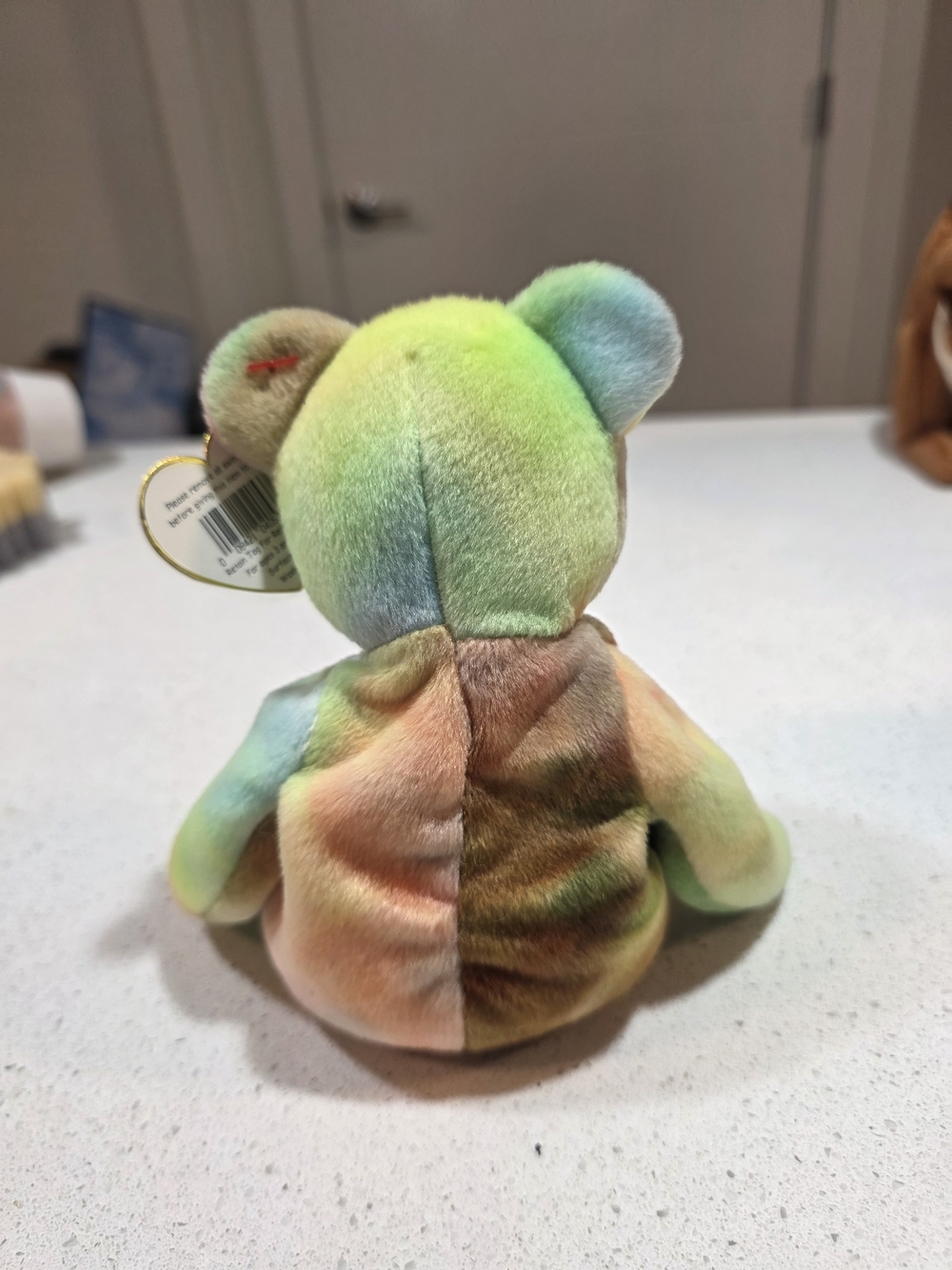 TY Beanie Baby Tie-Dye Peace Bear - Multicolor Plush Toy - Picture 4 of 8